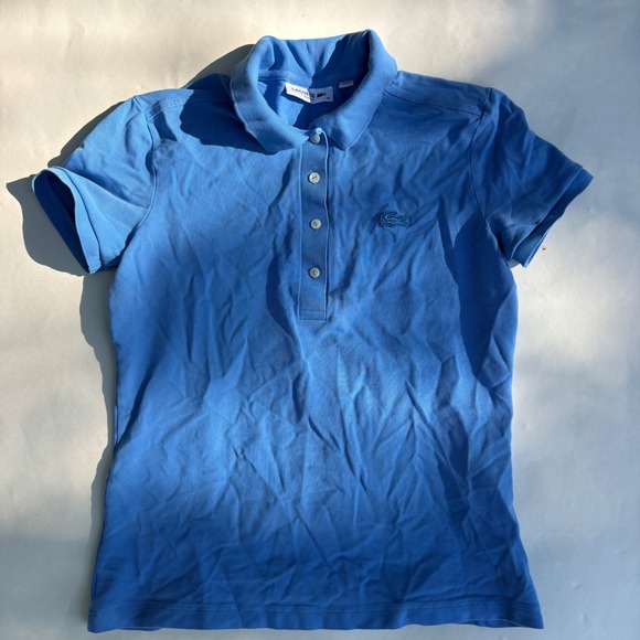 Lacoste Tops - Lacoste Slim Fit Polo Shirt Blue Short Sleeve Pique Cotton Size 36 Small